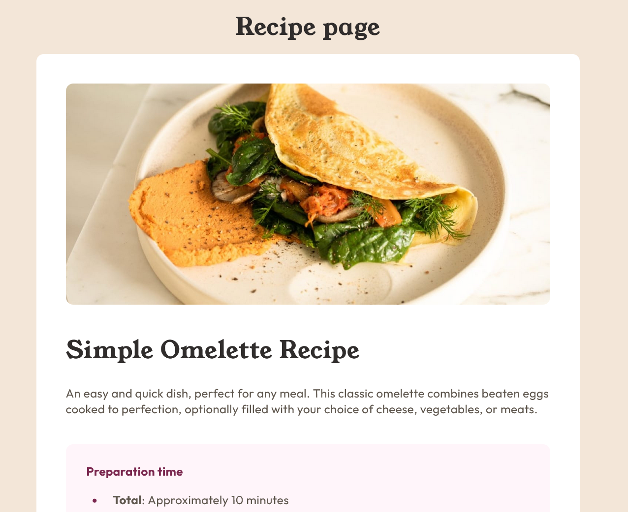 Recipe-page solution